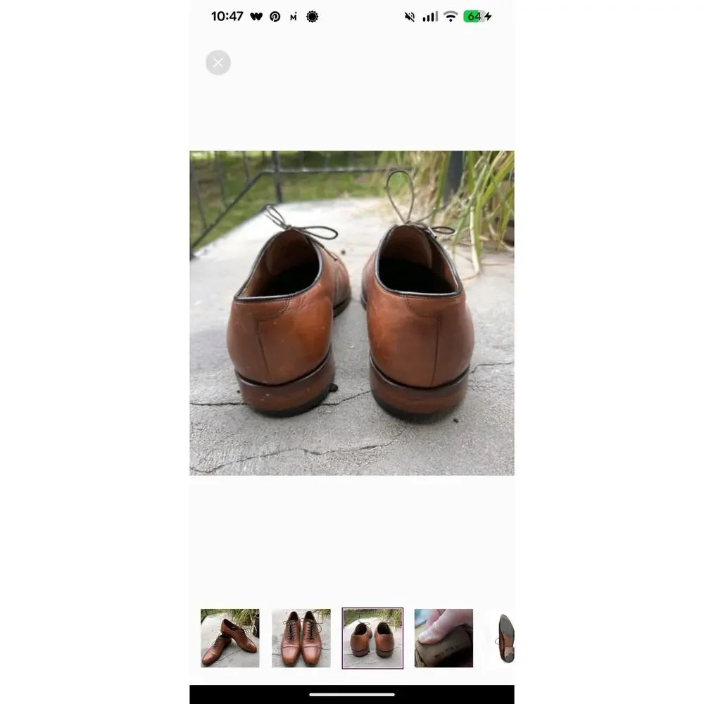 Johnston & Murphy Mens Size 11.5 M Novick Brown Cap Toe Leather Lace Up Shoes